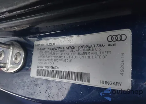 2015 Audi A3 1.8T Premium z USA, uszkodzony, nr VIN WAUACGFF2F1086508